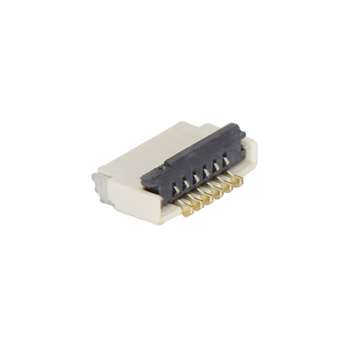 F0501 FPC FFC连接器Pitch 0.50mm 90°H1.00mm 卧贴双面接后掀盖 SMT型FPC 06Pin本色 镀半金接触点及焊接脚点1u，镍底35-60u.